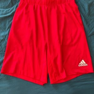 Adidas aeroready red athletic shorts, size M